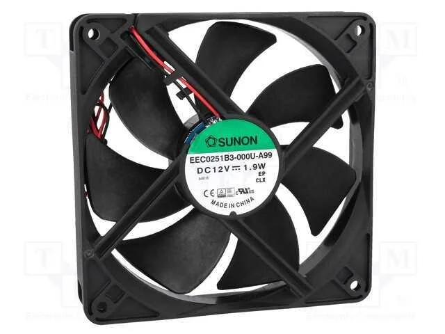 Ventilador: DC, transversal, 12VDC, 120x120x25mm,.