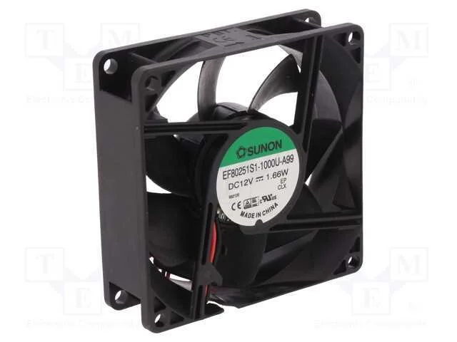 Ventilador: DC, transversal, 12VDC, 80x80x25mm, 6.