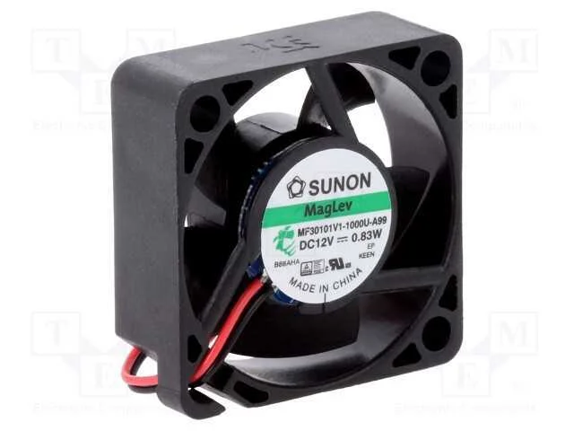 Ventilador: DC, transversal, 12VDC, 30x30x10mm, 9.