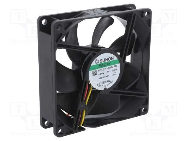 Ventilador: DC, transversal, 12VDC, 92x92x25mm, 6.