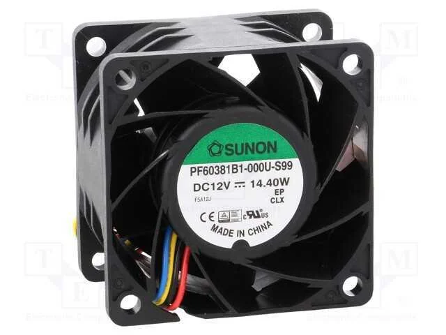 Ventilador: DC, transversal, 12VDC, 60x60x38mm, 1.