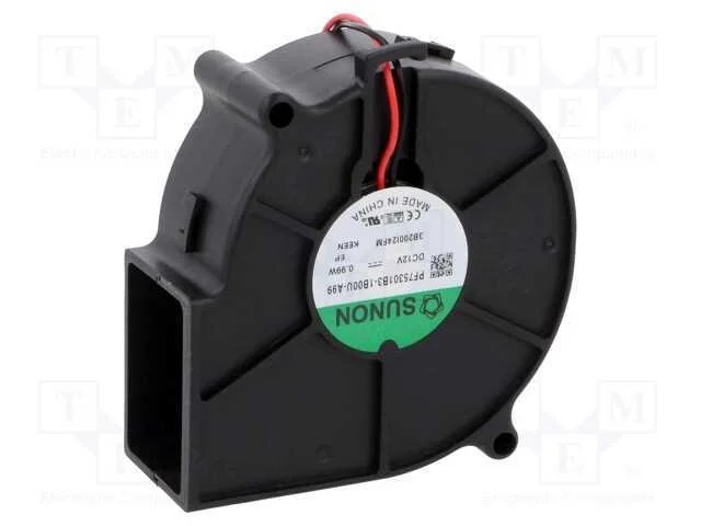Ventilador: DC, blower, 12VDC, 75x75x30mm, 18,35m.