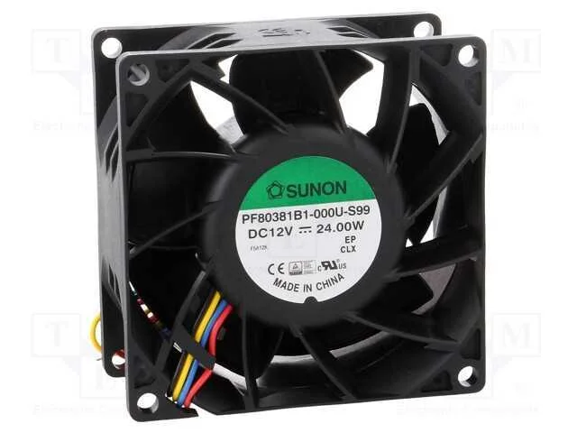 Ventilador: DC, transversal, 12VDC, 80x80x38mm, 1.