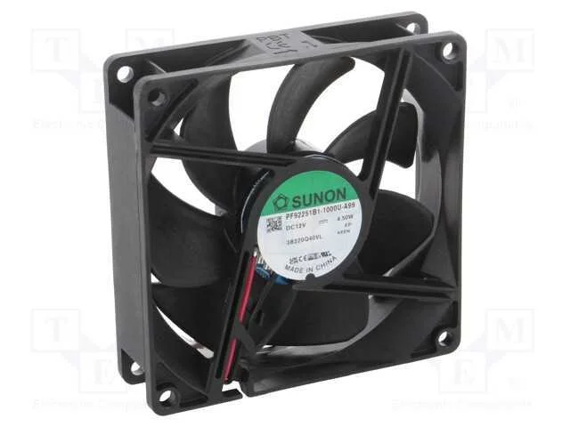 Ventilador: DC, transversal, 12VDC, 92x92x25mm, 1.