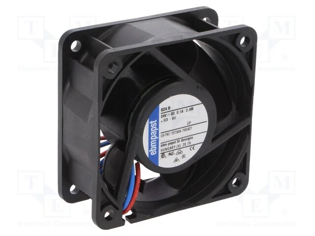 Ventilador: Dc, Transversal, 24vdc, 60x60x25mm, 46m3/H, 39dba