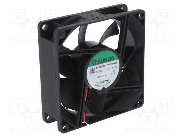 Ventilador: Dc, Transversal, 24vdc, 80x80x25mm, 62,86m3/H, 30dba