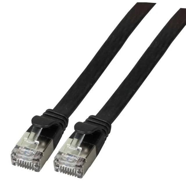 Efb Rj45 Flachpatchkabel U/Ftp, Cat.6a, Pvc, 5m, Schwarz