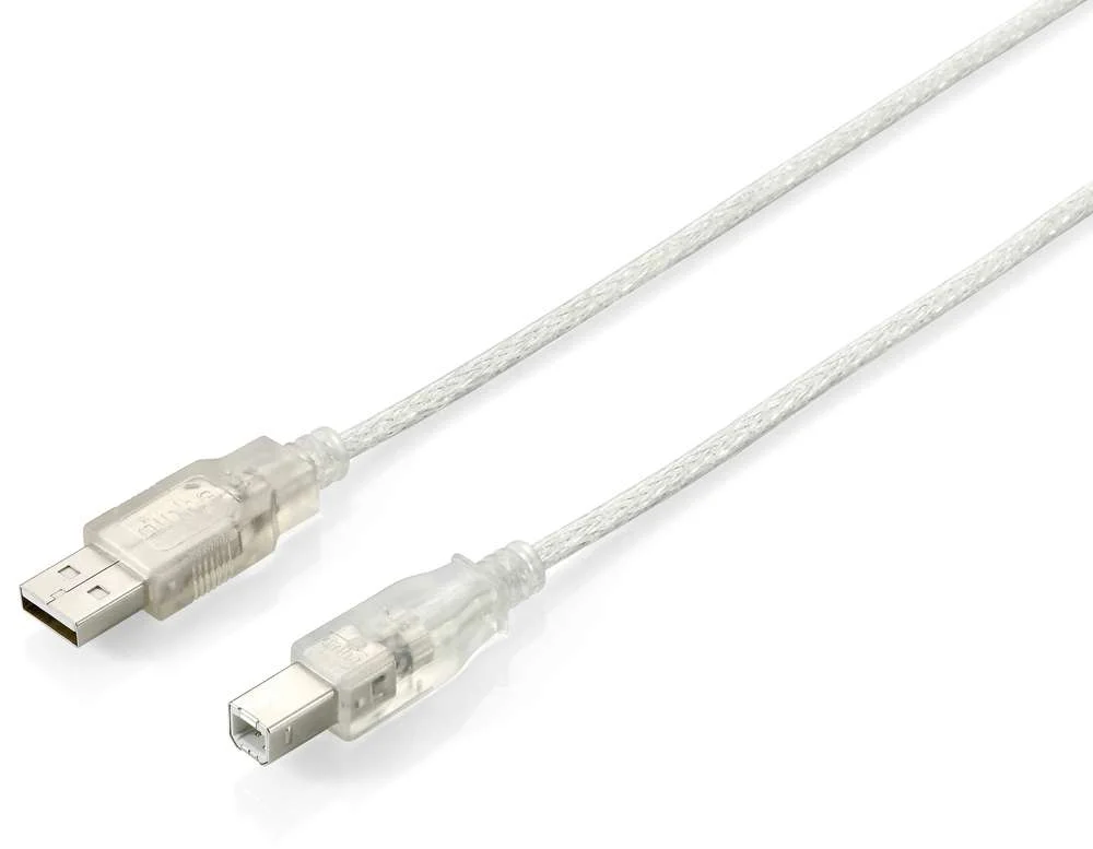 Equip Usb Kabel 2.0 A-B St/St 3.0m Transparent Polybeutel