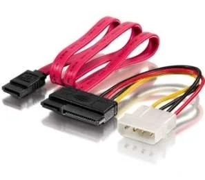 Equip Stromkabel  Sata 15+7pol Bu > 4pin+Sata 7pin St/B Polybeutel
