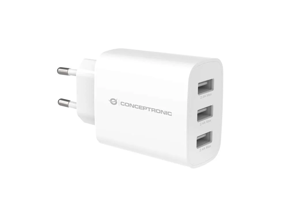Conceptronic Ladeger&auml;t 3port  30w,Usb-A              Wei&szlig;