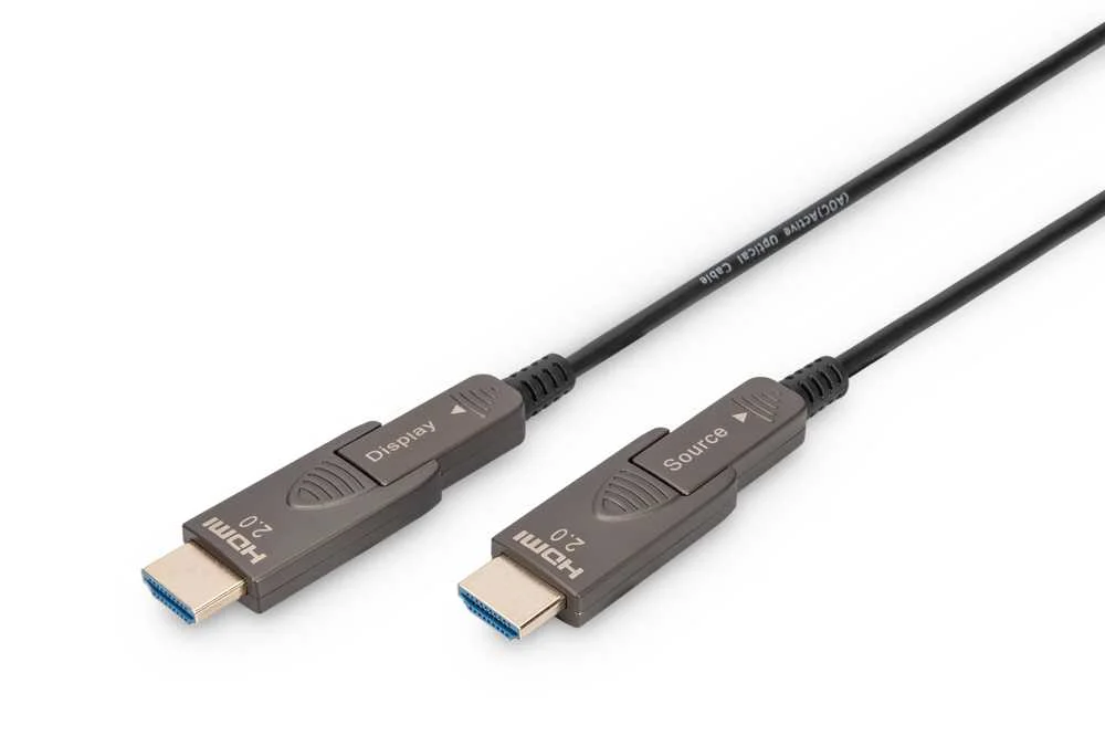 Digitus Hdmi Aoc Hybrid Glasfaserkabel 4k Abnehmbar 20m Schw