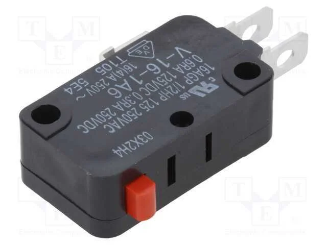 Microinterruptor Snap Action, Sem Alavanca, Spdt, 16a/250vac