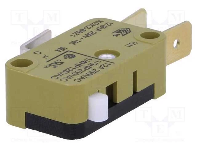 Microinterruptor Snap Action, Sem Alavanca, Spdt, 12a/250vac