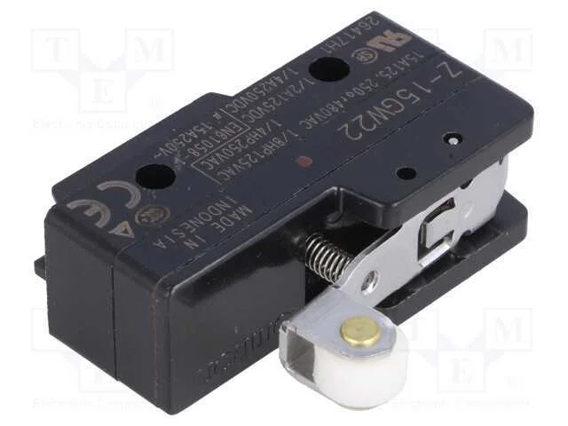Microinterruptor Snap Action, com Alavanca Curta,Com Rolo