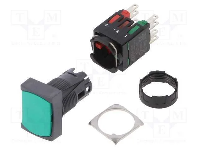 Interruptor: de Press&atilde;o, 16mm, Pos.Est&aacute;v: 1, Nc + No, Verde, Pos: 2