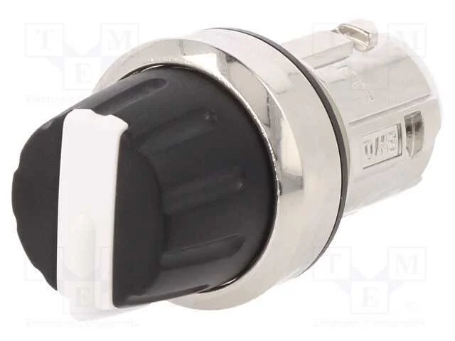 Interruptor: Girat&oacute;rio, 22mm, Pos.Est&aacute;v: 4, Branco-Preto, Ip67