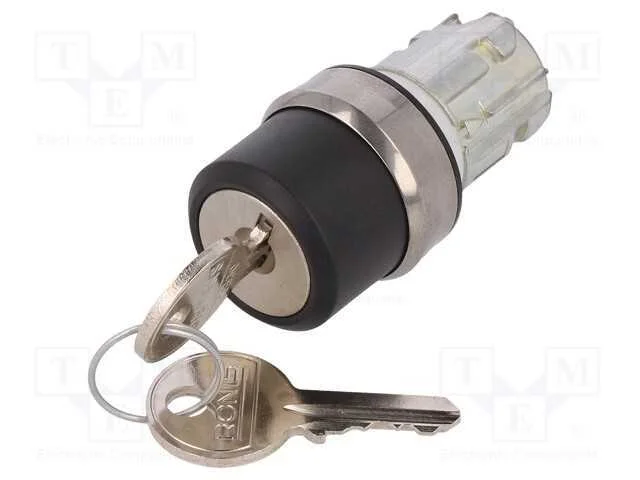 Interruptor: Girat&oacute;rio com Chave, 22mm, Pos.Est&aacute;v: 2, Prateado