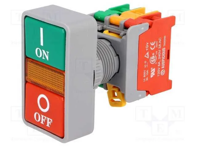 Interruptor: Duplo, 22mm, Pos.Est&aacute;v: 1, Nc + No, Vermelho/Verde