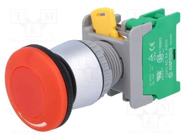 Interruptor: de Seguran&ccedil;a, 22mm, No, Vermelho, Forma de Cogumelo