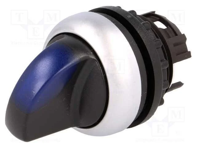 Interruptor: Girat&oacute;rio, 22mm, Pos.Est&aacute;v: 2, Azul, M22-Fled,M22-Led