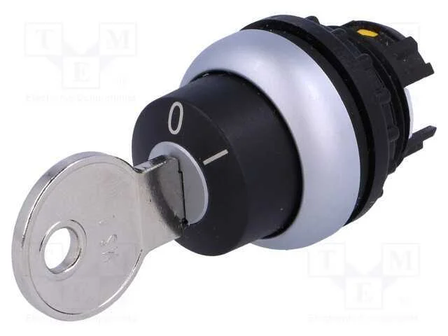 Interruptor: Girat&oacute;rio com Chave, 22mm, Pos.Est&aacute;v: 1, Preto, Ip66