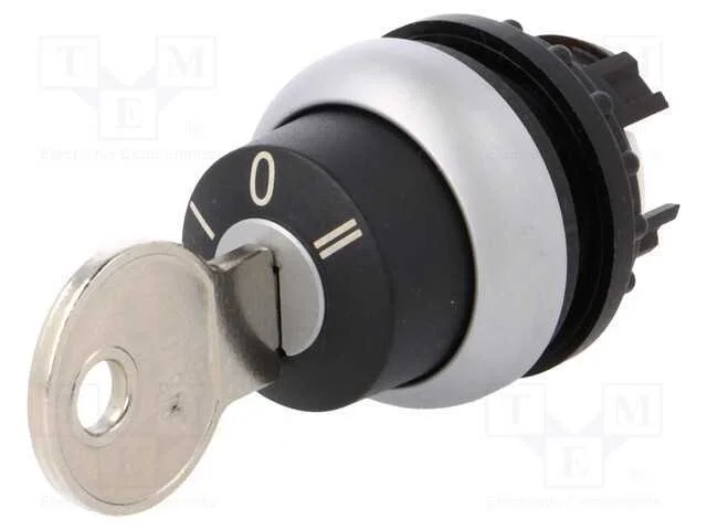 Interruptor: Girat&oacute;rio com Chave, 22mm, Pos.Est&aacute;v: 1, Preto, Ip66