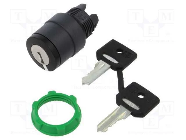 Interruptor: Girat&oacute;rio com Chave, 22mm, Pos.Est&aacute;v: 2, Preto, Ip66