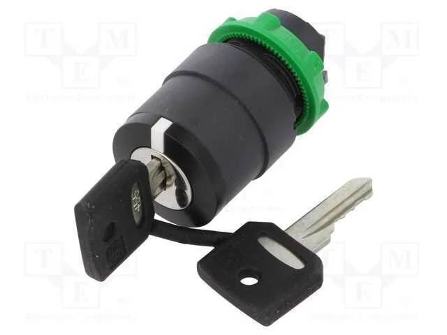 Interruptor: Girat&oacute;rio com Chave, 22mm, Pos.Est&aacute;v: 3, Preto, Ip66