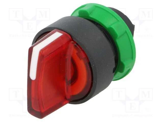 Interruptor: Girat&oacute;rio, 22mm, Pos.Est&aacute;v: 1, Vermelho, Led, Ip66