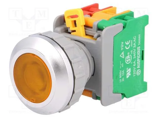 Interruptor: de Press&atilde;o, 30mm, Pos.Est&aacute;v: 1, Nc + No, Amarelo, Ip65