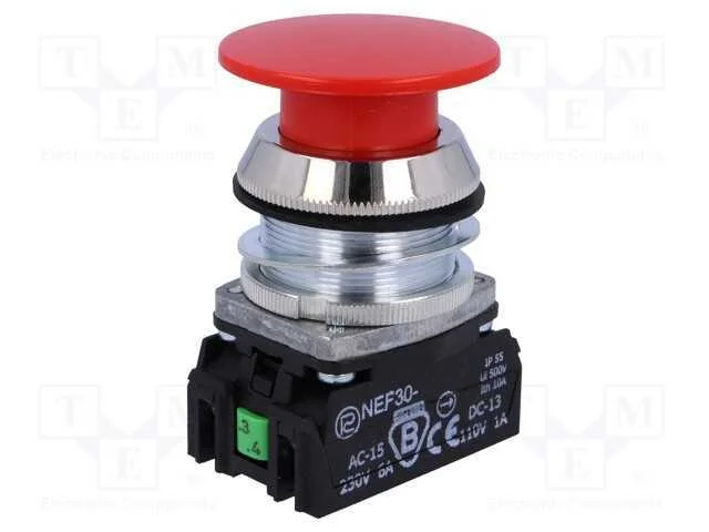 Interruptor: de Press&atilde;o, 30mm, Pos.Est&aacute;v: 1, Nc + No, Vermelho