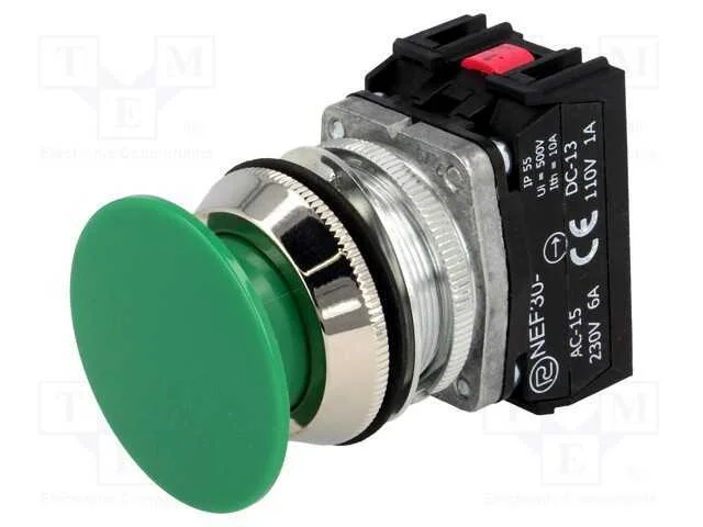 Interruptor: de Press&atilde;o, 30mm, Pos.Est&aacute;v: 1, Nc + No, Verde, Ip55