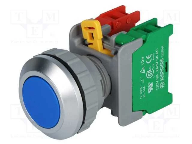 Interruptor: de Press&atilde;o, 30mm, Pos.Est&aacute;v: 1, Nc + No, Azul, Ip65