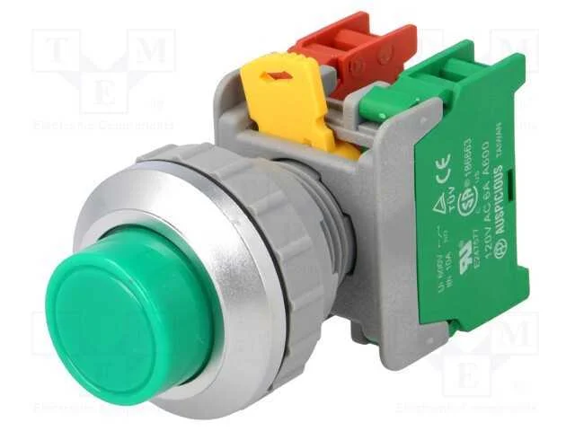 Interruptor: de Press&atilde;o, 30mm, Pos.Est&aacute;v: 1, Nc + No, Verde, Ip65
