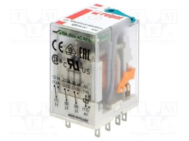 Rel&eacute;: Eletromagn&eacute;tico, 3pdt, Ubobina : 24vdc, Icontactos Max: 20a