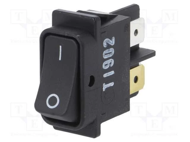 Rocker, Dpst, Pos: 2, On-Off, 10a/250vac, Preto, Ip40, 100mo, Ul94v-2