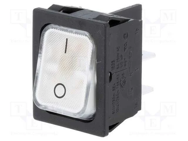 Rocker, Dpst, Pos: 2, On-Off, 10a/250vac, Branco, Ip40, Led, 100mo