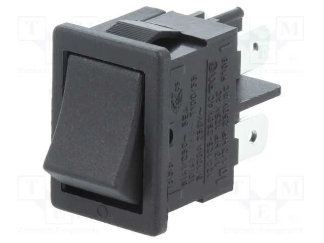 Rocker, Dpst, Pos: 2, On-Off, 10a/250vac, Ip40, 100mo, Ul94v-0, Cobre