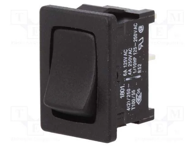 Rocker, Spst, Pos: 2, Off-(On), 4a/250vac, Preto, Ip40, N&atilde;o Disp.