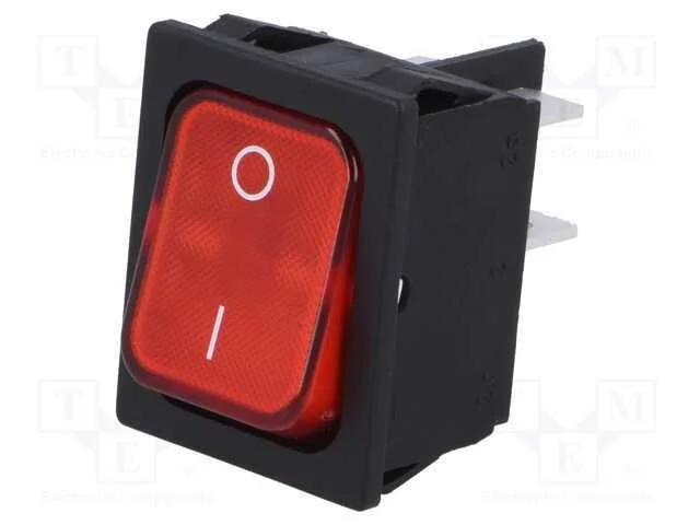 Rocker, Dpst, Pos: 2, On-Off, 10a/250vac, Vermelho, Ip40, L&acirc;mpada