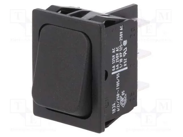 ROCKER, DPDT, Pos: 2, ON-(ON), 4A/250VAC, preto, .