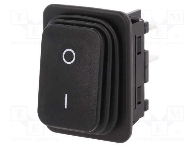 Rocker, Dpst, Pos: 2, Off-On, 20a/250vac, Preto, Ip65 (Da Frente)