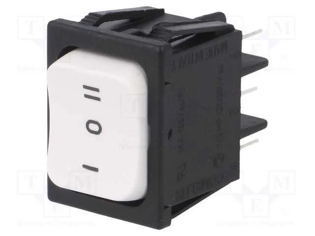 Rocker, Sp3t, Pos: 3, On-Off-On, 16a/250vac, Branco, Max.125c, 40