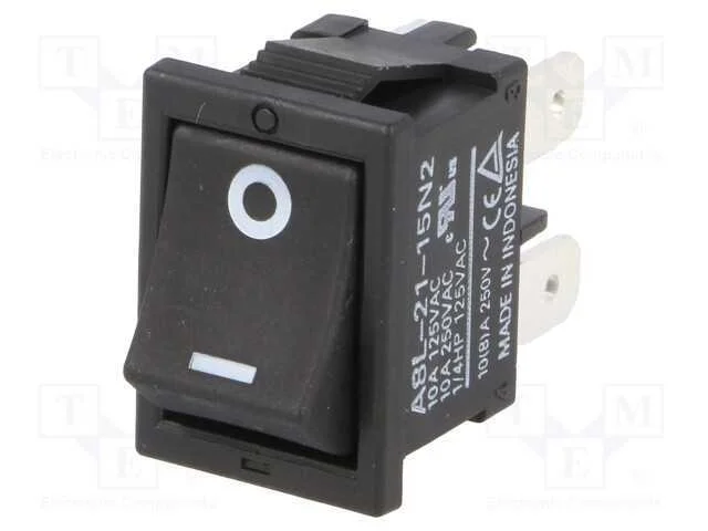 Rocker, Dpst, Pos: 2, On-Off, 10a/250vac, Preto, N&atilde;o Disp, -25&divide;55c