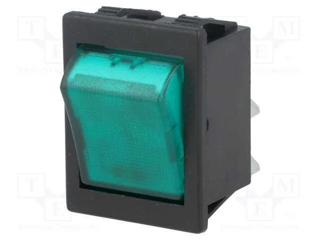 Rocker, Dpst, Pos: 2, On-Off, 16a/250vac, Verde, L&acirc;mpada de N&eacute;on