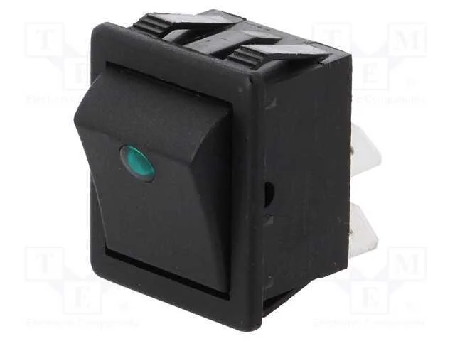 ROCKER, DPST, Pos: 2, ON-OFF, 16A/250VAC, preto, .