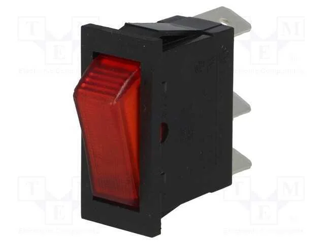 Rocker, Spst, Pos: 2, On-Off, 16a/250vac, Vermelho, L&acirc;mpada de N&eacute;on