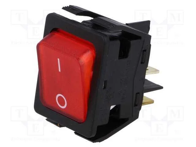 Rocker, Dpst, Pos: 2, On-Off, 16a/250vac, 20a/28vdc, Vermelho, 230v