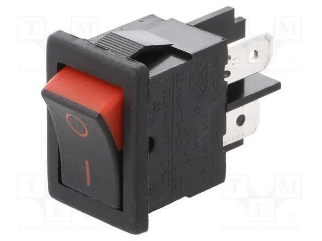 Rocker, Spst, Pos: 2, On-Off, 10a/250vac, Preto-Vermelho, N&atilde;o Disp.