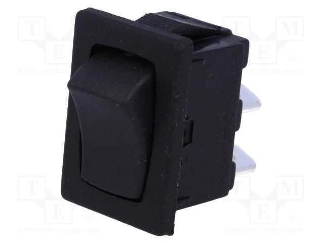 Rocker, Spst, Pos: 2, Off-(On), 10a/250vac, 10a/28vdc, Preto, 8600